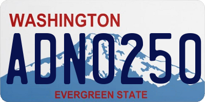 WA license plate ADN0250