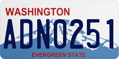 WA license plate ADN0251