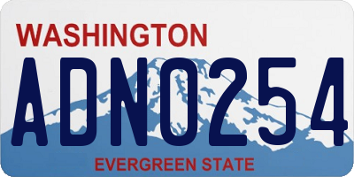 WA license plate ADN0254