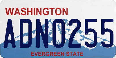 WA license plate ADN0255