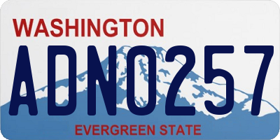 WA license plate ADN0257