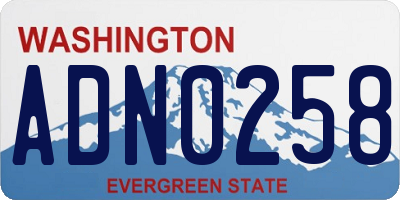 WA license plate ADN0258