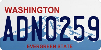 WA license plate ADN0259