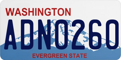 WA license plate ADN0260