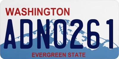 WA license plate ADN0261