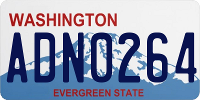 WA license plate ADN0264