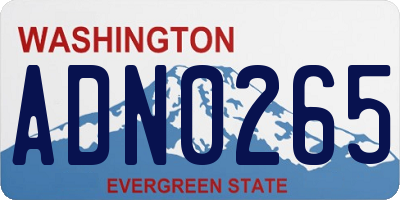WA license plate ADN0265