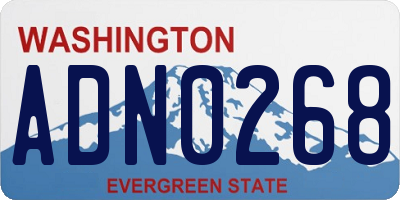 WA license plate ADN0268