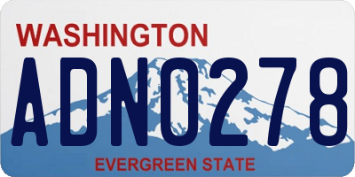 WA license plate ADN0278