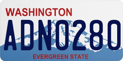 WA license plate ADN0280