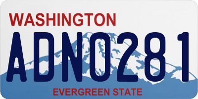 WA license plate ADN0281