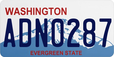 WA license plate ADN0287