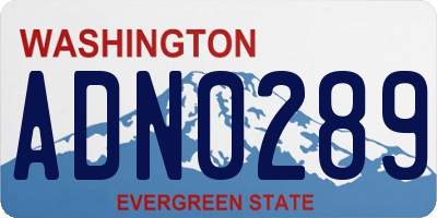 WA license plate ADN0289