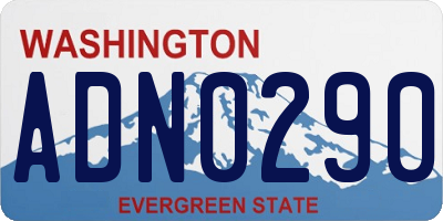 WA license plate ADN0290
