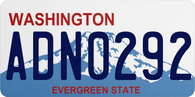 WA license plate ADN0292