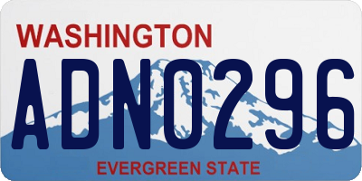 WA license plate ADN0296