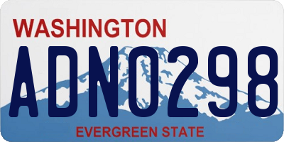 WA license plate ADN0298