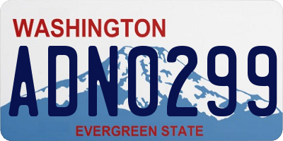 WA license plate ADN0299