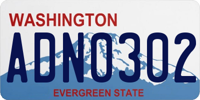 WA license plate ADN0302