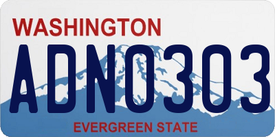WA license plate ADN0303