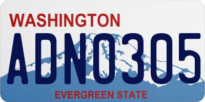 WA license plate ADN0305