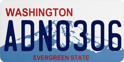 WA license plate ADN0306