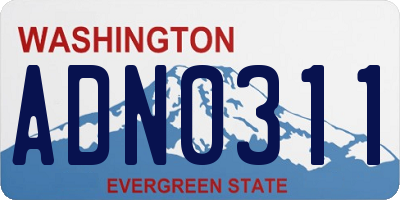 WA license plate ADN0311