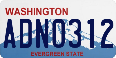 WA license plate ADN0312