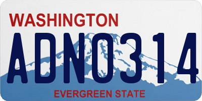 WA license plate ADN0314