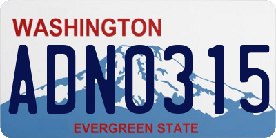 WA license plate ADN0315