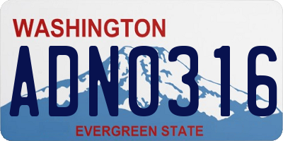 WA license plate ADN0316