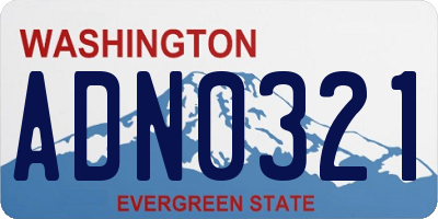 WA license plate ADN0321