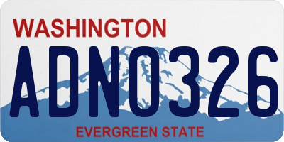 WA license plate ADN0326