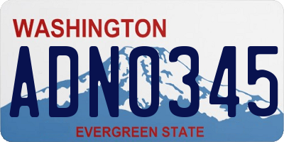 WA license plate ADN0345