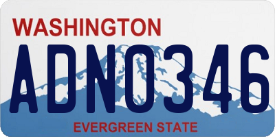 WA license plate ADN0346