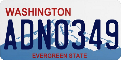 WA license plate ADN0349