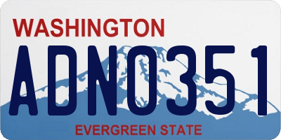 WA license plate ADN0351