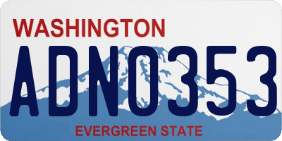WA license plate ADN0353