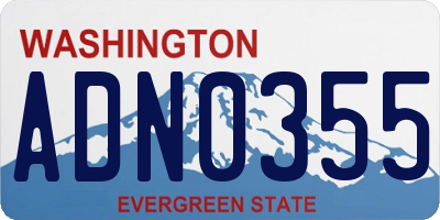 WA license plate ADN0355