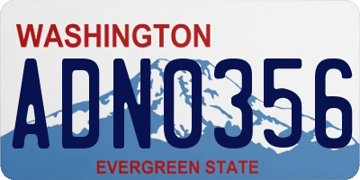 WA license plate ADN0356