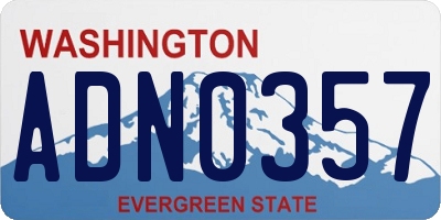 WA license plate ADN0357