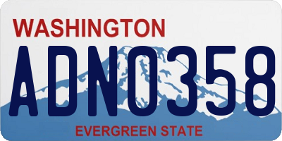 WA license plate ADN0358