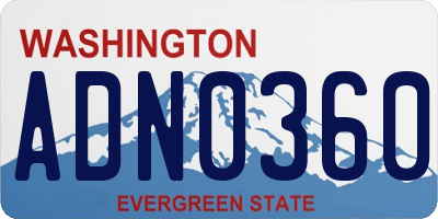 WA license plate ADN0360