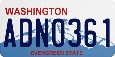 WA license plate ADN0361