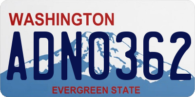 WA license plate ADN0362