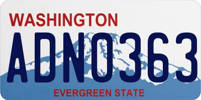 WA license plate ADN0363