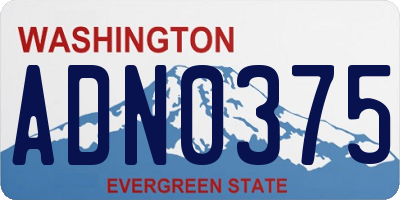 WA license plate ADN0375