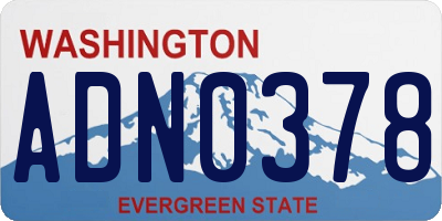 WA license plate ADN0378