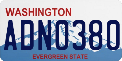 WA license plate ADN0380