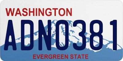WA license plate ADN0381